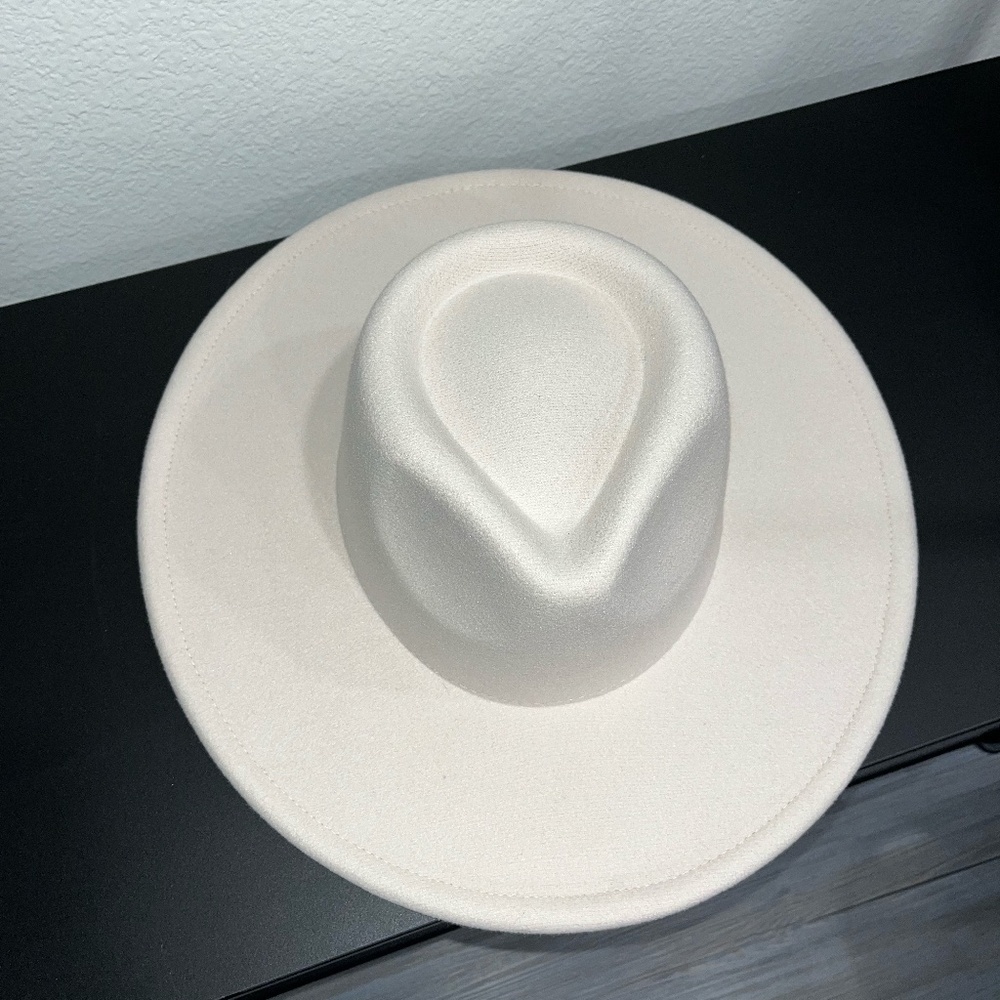 NWT FLEA STYLE | Western Wedding Ivory Flat Brim Wool Classic Hat - Picture 2 of 5
